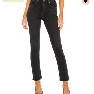 Agolde Riley High Rise Cropped Women's Dark Gray Ankle Jeans